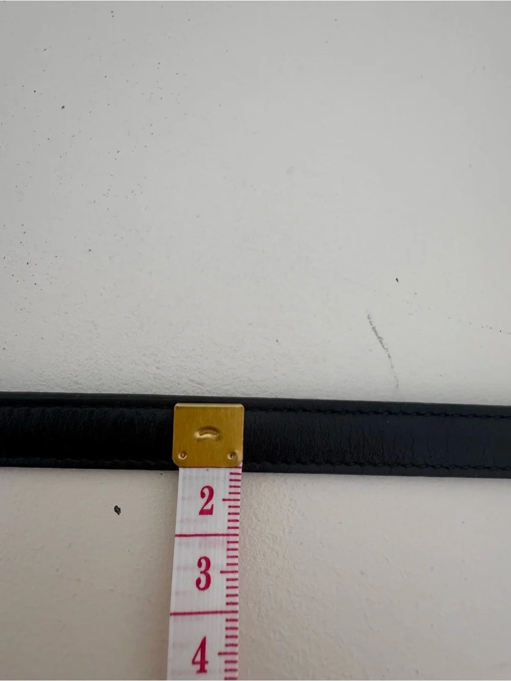 Saint Laurent Black Leather Logo Skinny Belt with Gold Hardware